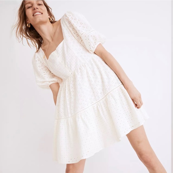 Madewell Dresses & Skirts - Madewell Eyelet-Mix Tiered Mini Dress